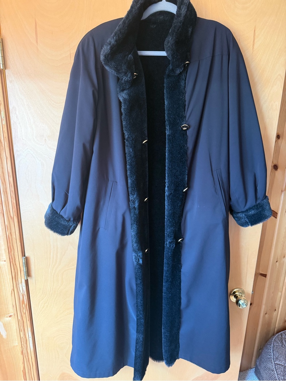 St. John Black Reversible Coat with Faux-Fur-stunning!